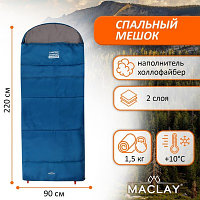 Спальник-одеяло camping comfort summer ,2 слоя, правый, с подголовником, р. 220х90 см, +10/+25