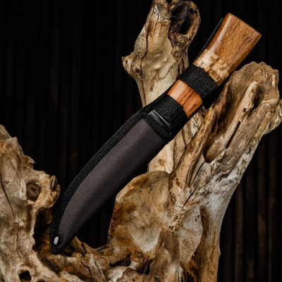 Нож охотничий "Барди" в чехле, лезвие 14 см, деревянная рукоять с пробковой вставкой - фото 4 - id-p216903448
