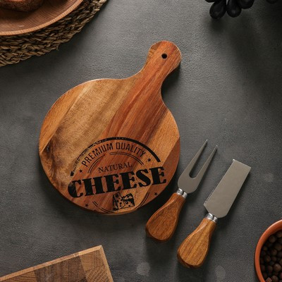 Набор для подачи сыра Magistro Shape, 2 ножа, доска, акация - фото 2 - id-p216713160