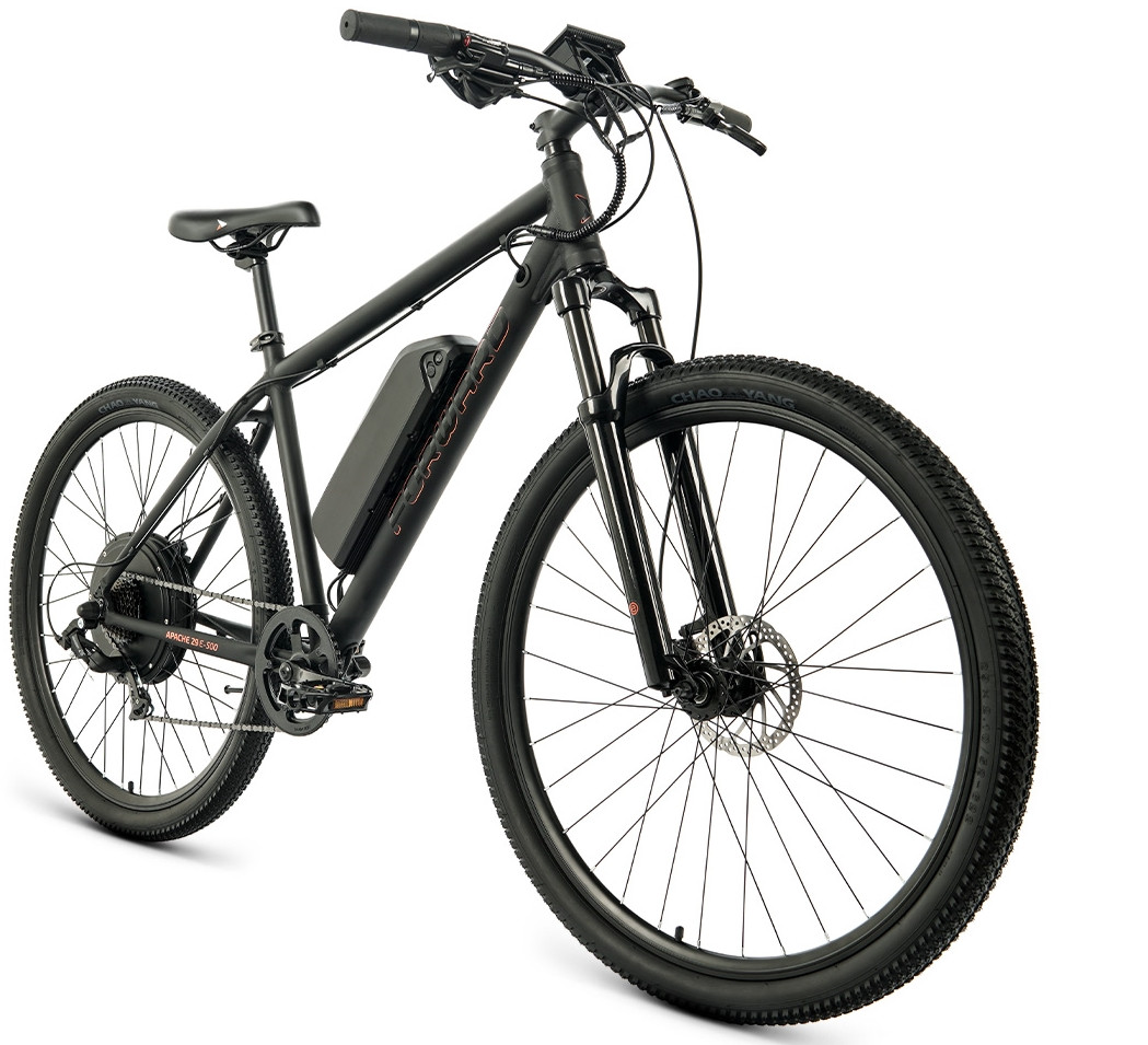 Электровелосипед Forward APACHE 27.5 E-350 19 quot; 2022 черный матовый/черный - фото 1 - id-p217188617