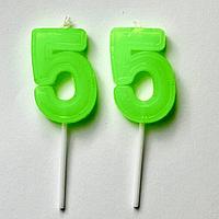 Свеча в торт «55 лет» зеленая
