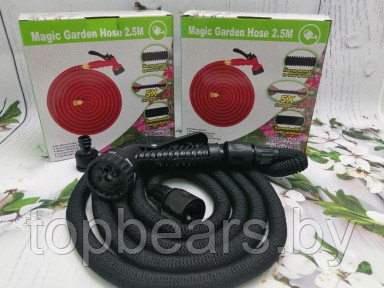 Шланг саморасширяемый садовый для воды Magic Garden Hose (2.8m - 13.5m) NEW ОРИГИНАЛ с пулевизатором Черный - фото 1 - id-p179743703