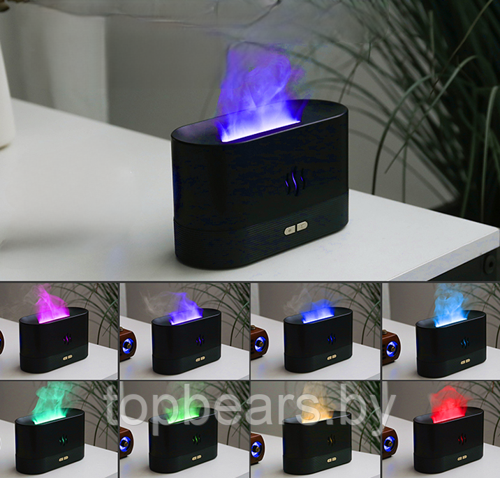Аромадиффузор - ночник с эффектом пламени Flame Humidifier SL-168 Черный Матовый/Цветное пламя - фото 7 - id-p201242801