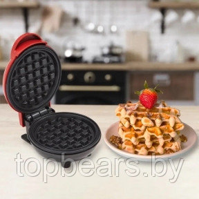 Мини - вафельница для венских и бельгийских вафель  Mini Maker WAFFLE 350W Красный