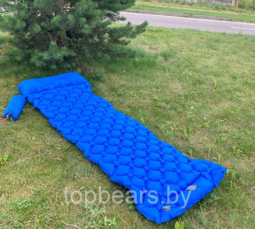 Туристический сверхлегкий матрас со встроенным насосом SLEEPING PAD и воздушной подушкой Оранжевый - фото 9 - id-p184855789