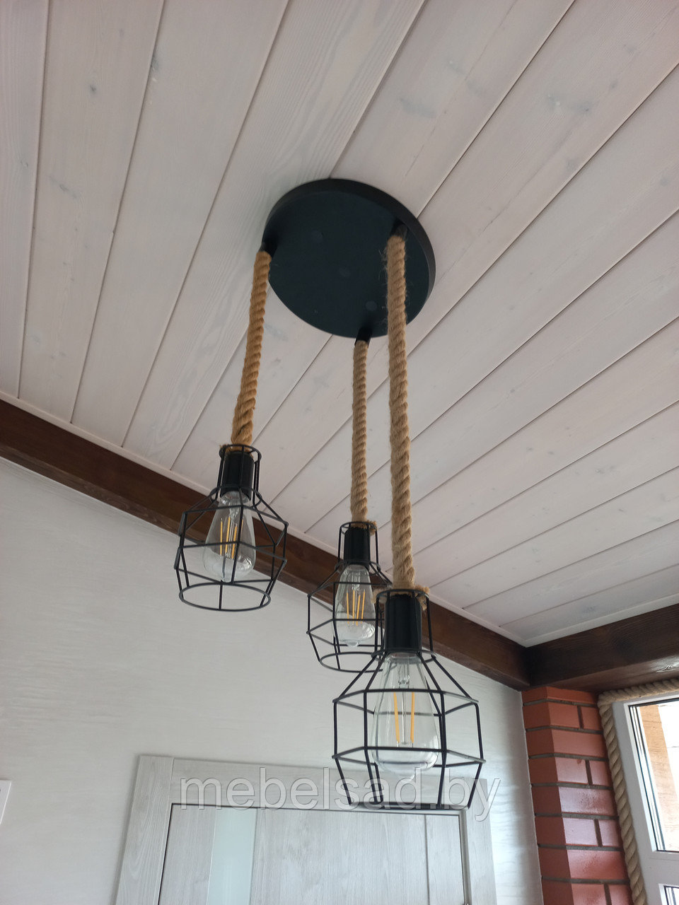 Люстра рустикальная деревянная "Лофт Супер №22" на 4 лампы