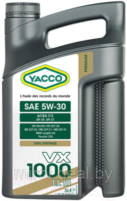 Моторное масло Yacco VX 1000 5W30 LL III - фото 1 - id-p217196901