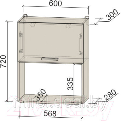 Шкаф навесной для кухни Интерлиния Компо ВШ60-720-1дг МП - фото 3 - id-p217195871