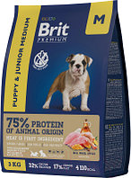 Сухой корм для собак Brit Premium Dog Puppy and Junior Medium с курицей / 5049929