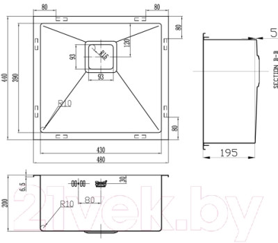 Мойка кухонная ZORG SZR-4844 - фото 2 - id-p217271847