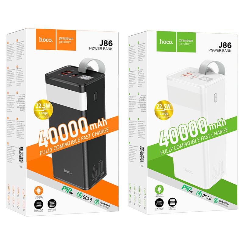 Внешний аккумулятор 40000mAh - Hoco J86, 5-12V, 3A, 148W, 2xUSB(QC 22.5W)+Type-C(PD 20W), с дисплеем, белый - фото 8 - id-p59177080