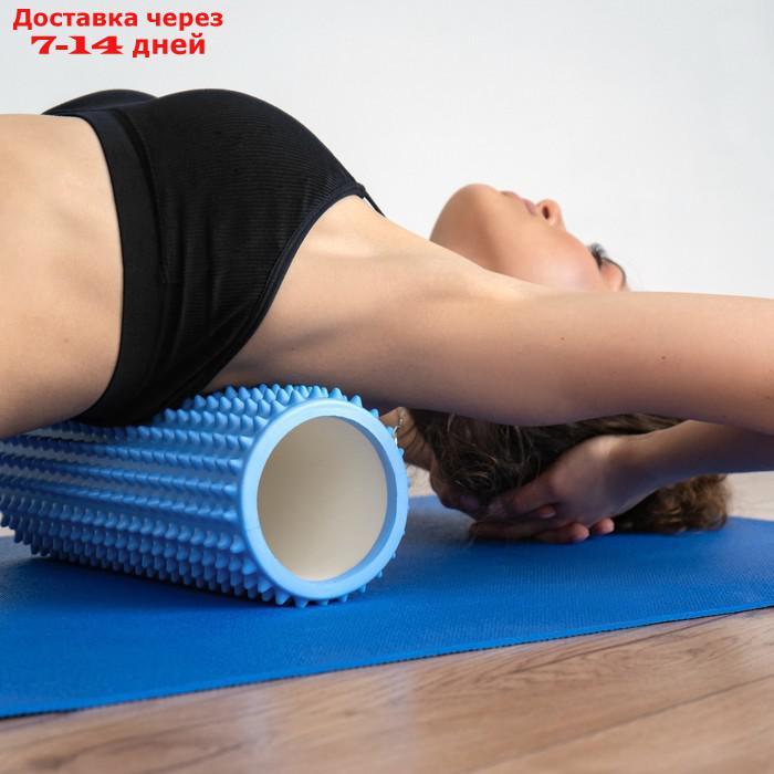 Роллер массажный для йоги 33 х 12 см, цвет светло-голубой - фото 2 - id-p216946718