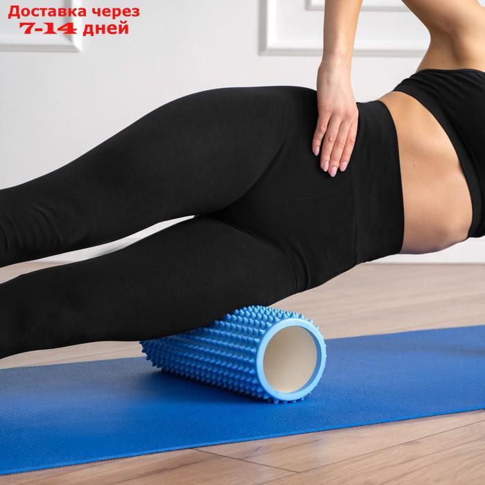 Роллер массажный для йоги 33 х 12 см, цвет светло-голубой - фото 5 - id-p216946718