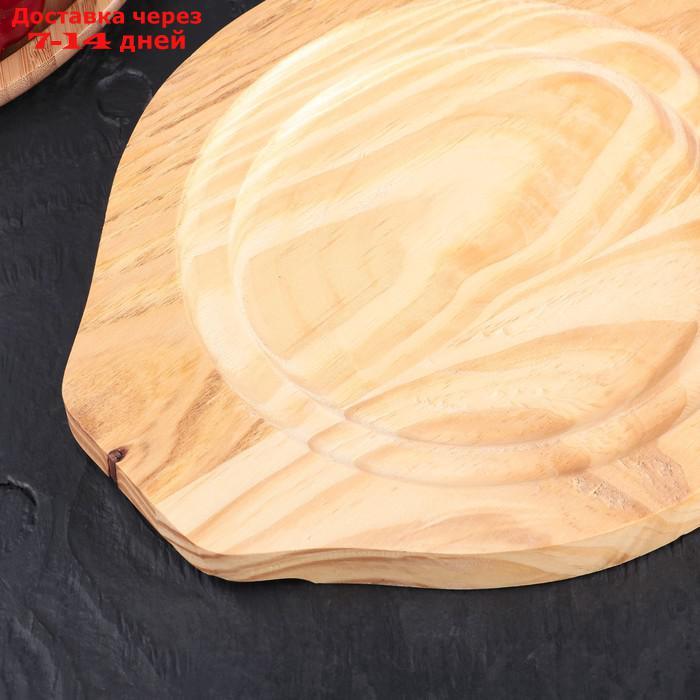 Сковорода "Круг с ручками", d=20 см, на деревянной подставке - фото 3 - id-p216944018