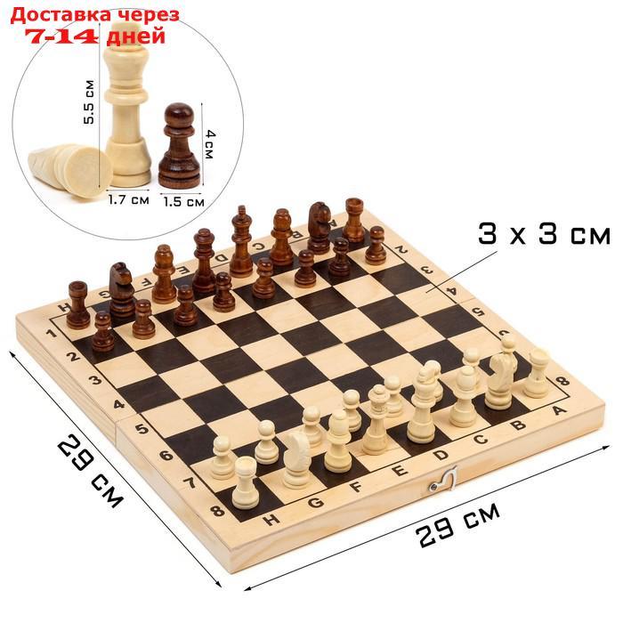 Шахматы обиходные (доска дерево 29х29 см, фигуры дерево, король h=5.5 см) - фото 1 - id-p216948193