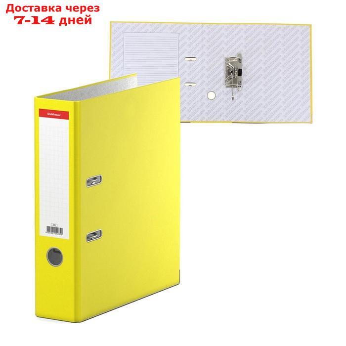 Папка-регистратор А4, 70 мм, "Стандарт", собранный, жёлтый, этикетка на корешке, металлический кант, картон 2 - фото 1 - id-p216942901
