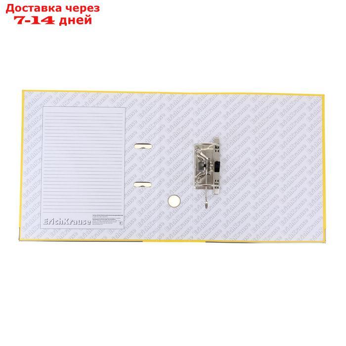Папка-регистратор А4, 70 мм, "Стандарт", собранный, жёлтый, этикетка на корешке, металлический кант, картон 2 - фото 2 - id-p216942901