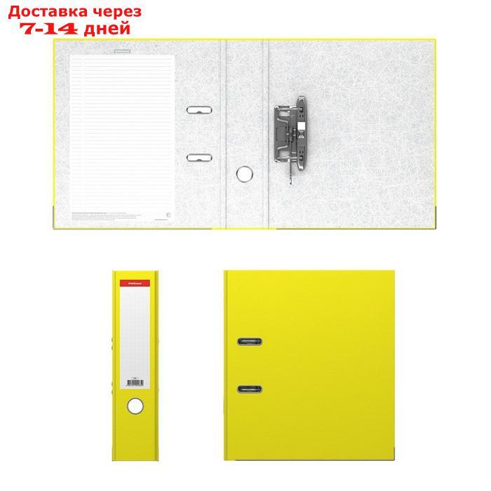 Папка-регистратор А4, 70 мм, "Стандарт", собранный, жёлтый, этикетка на корешке, металлический кант, картон 2 - фото 3 - id-p216942901