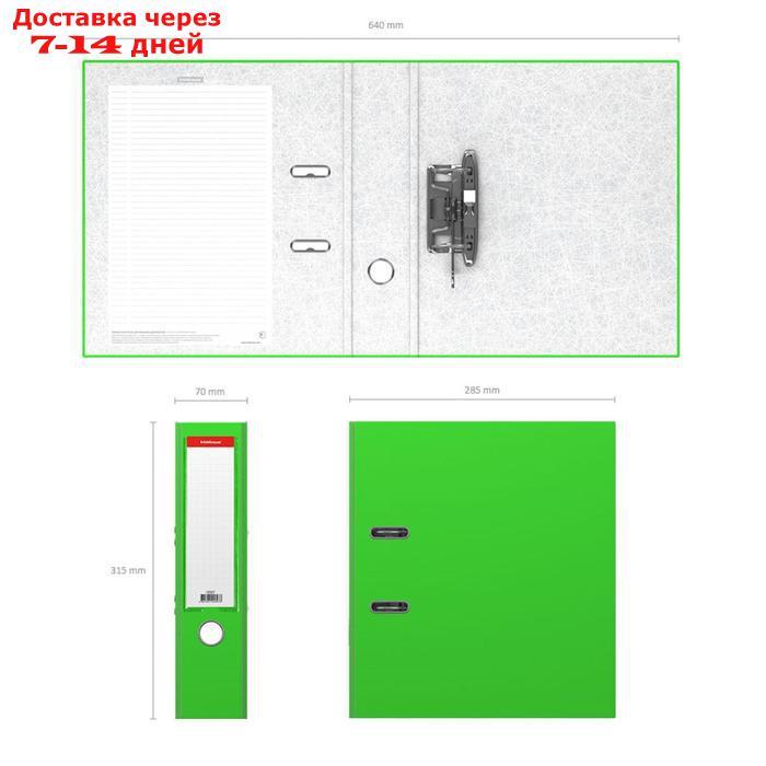 Папка-регистратор А4, 70мм ErichKrause "Neon" с арочным механизмом, зеленая 45397 - фото 4 - id-p216942943