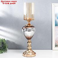Подсвечник металл, стекло на 1 свечу "Мозаика" золото 52х15х15 см