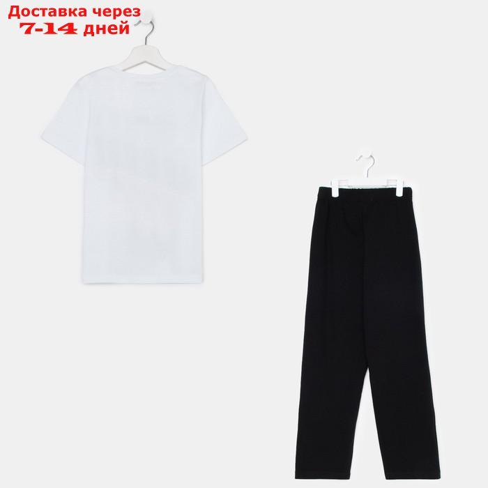 Пижама для мальчика (футболка, брюки) KAFTAN "Hype", рост 146-152, цвет белый/чёрный - фото 2 - id-p216947334