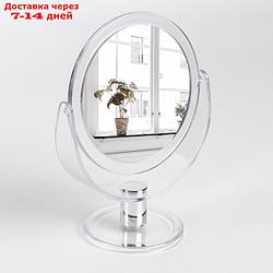 Зеркало настольное "Палитра", двустороннее, с увеличением, d зеркальной поверхности — 10,5 см, цвет прозрачный