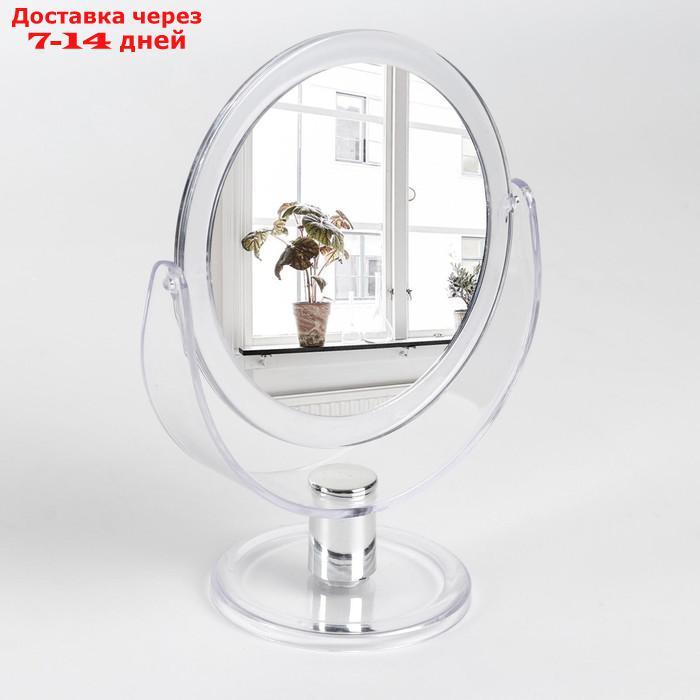 Зеркало настольное "Палитра", двустороннее, с увеличением, d зеркальной поверхности 10,5 см, цвет прозрачный - фото 1 - id-p216942976
