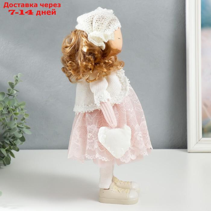 Кукла интерьерная "Малышка в платье с кружевом, с сердечком" 36,5х14х15,5 см - фото 2 - id-p216948333