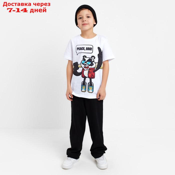 Пижама для мальчика (футболка, брюки) KAFTAN "Hype", рост 134-140, цвет белый/чёрный - фото 1 - id-p216947365