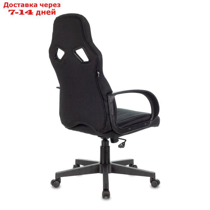Кресло игровое Zombie RUNNER черный/синий, текстиль/эко.кожа, крестовина пластик - фото 4 - id-p216948435