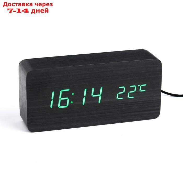 Настольные электронные часы "Цифра-Т", термометр, зелёная индикация - фото 2 - id-p216947520