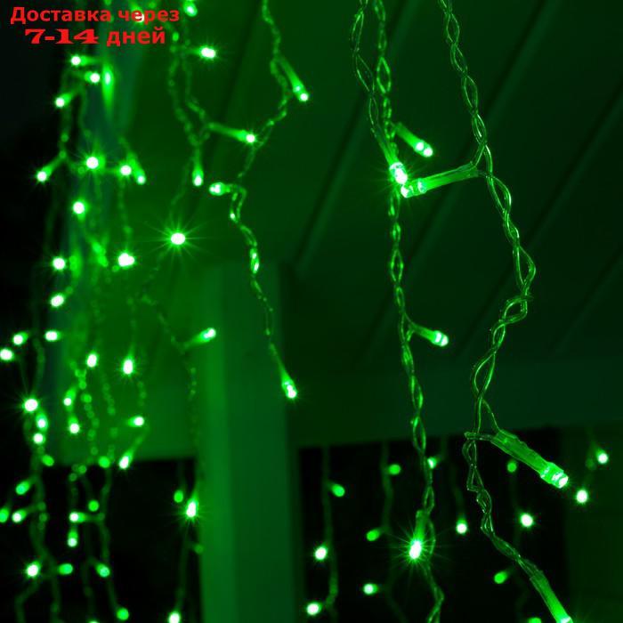 Гирлянда "Бахрома" 3 х 0.6 м , IP44, УМС, прозрачная нить, 160 LED, свечение зелёное, 220 В - фото 2 - id-p216946177