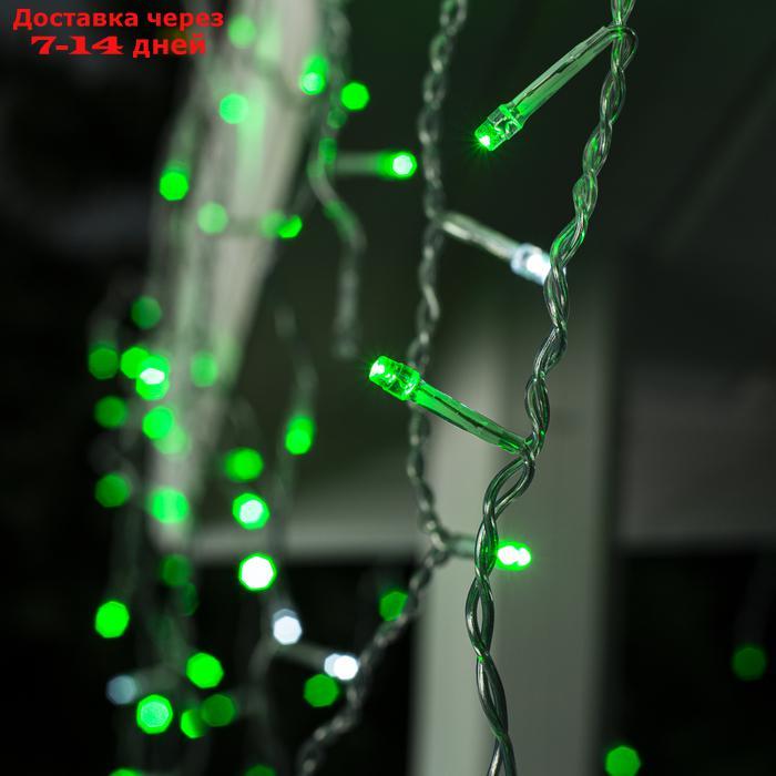 Гирлянда "Бахрома" 3 х 0.6 м , IP44, прозрачная нить, 160 LED, свечение зелёное, мерцание белым, 220 В - фото 2 - id-p216946178
