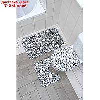 Набор ковриков для ванны и туалета Доляна "Галька", 3 шт: 35×40, 45×50, 50×80 см