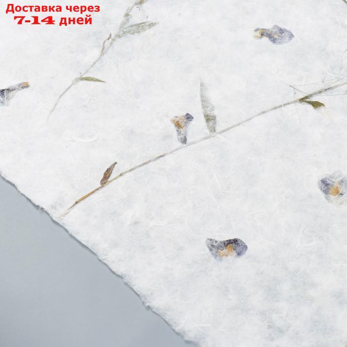 Бумага ручной работы с цветами и травами "Синие цветочки" 55х80 см - фото 2 - id-p216947652