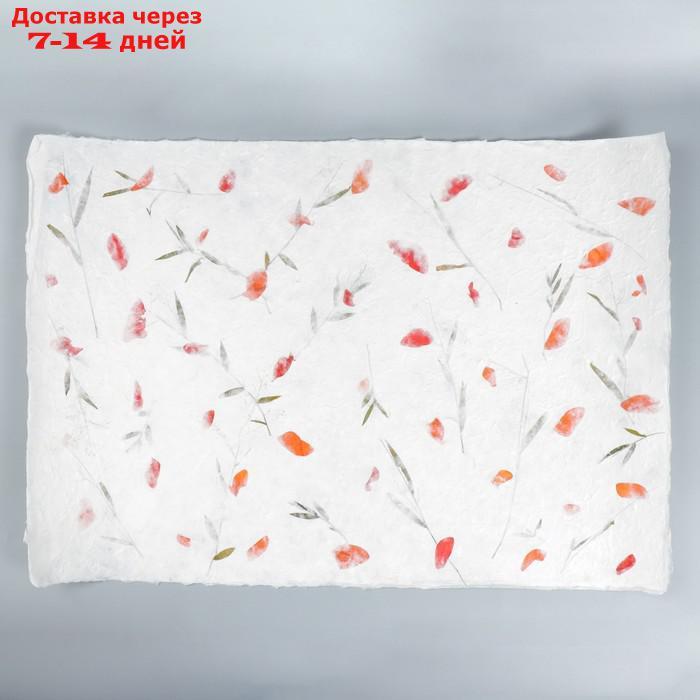Бумага ручной работы с цветами и травами "Красные листья" 55х80 см