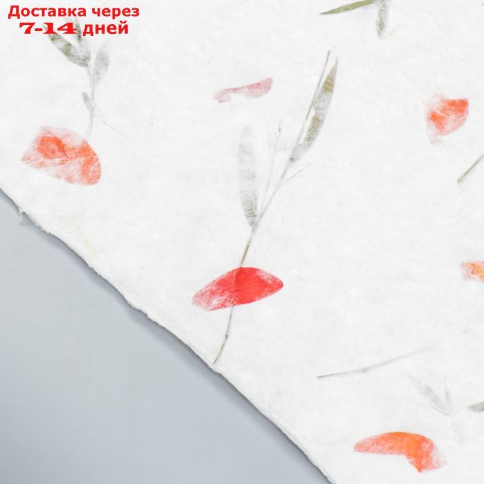 Бумага ручной работы с цветами и травами "Красные листья" 55х80 см - фото 2 - id-p216947654