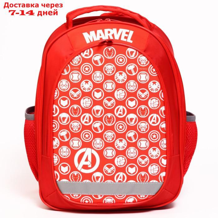 Рюкзак школьный с эргономической спинкой Мстители "Marvel", 37*27*16 см, красный - фото 2 - id-p216947661