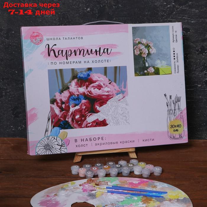 Картина по номерам на холсте с подрамником "Розовые цветы и подарок", 40х30 см - фото 4 - id-p216946417