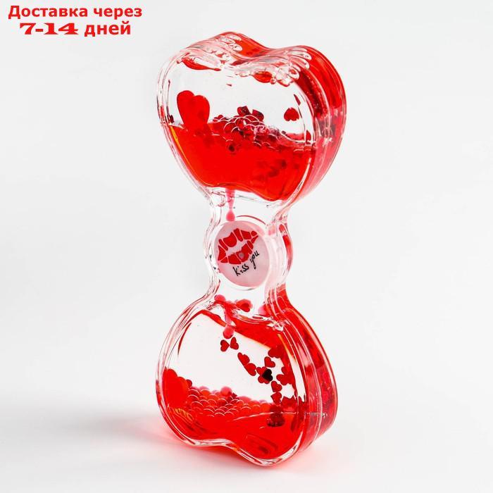 Гелевые песочные часы, 14.8х6.5 см, с мигающим шариком, красные - фото 1 - id-p216946548