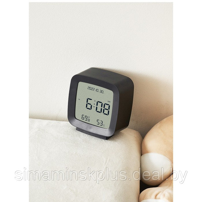 Часы настольные электронные: будильник, термометр, календарь, гигрометр, 7.8х8.3 см, черные - фото 3 - id-p217327202