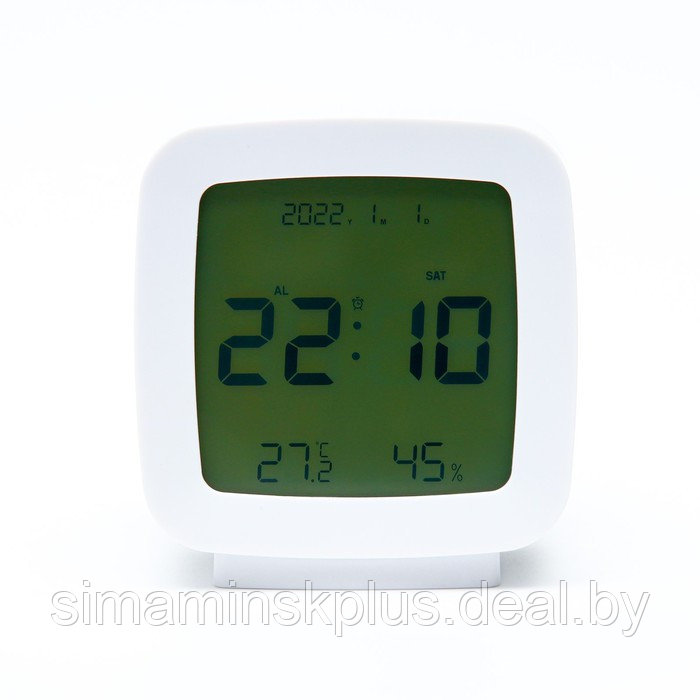 Часы настольные электронные: будильник, термометр, календарь, гигрометр, 7.8х8.3 см, белые - фото 1 - id-p217327203
