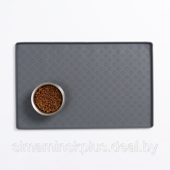 Коврик силиконовый под миску с текстурой, 48 х 30 см, темно-серый - фото 1 - id-p217327211