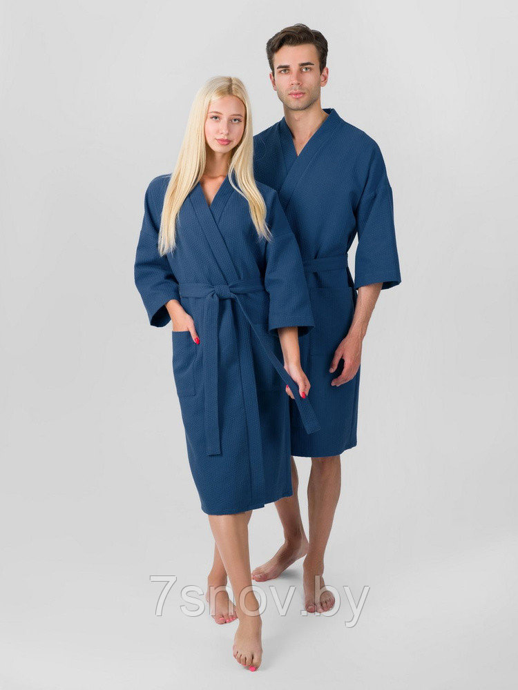 Вафельный халат 46-48 цвет темно-синий