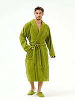 Мужской махровый халат размер 58-60 хаки