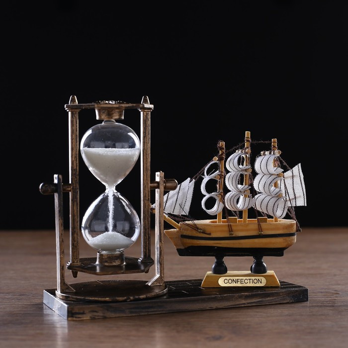 Песочные часы "Фрегат", сувенирные, 15.5 х 6.5 х 12.5 см, микс - фото 1 - id-p217328559