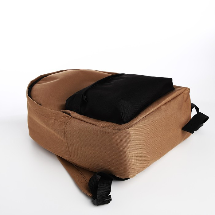 Рюкзак TEXTURA, отд на молнии, н/карман, бежевый/черный карман - фото 4 - id-p217328765