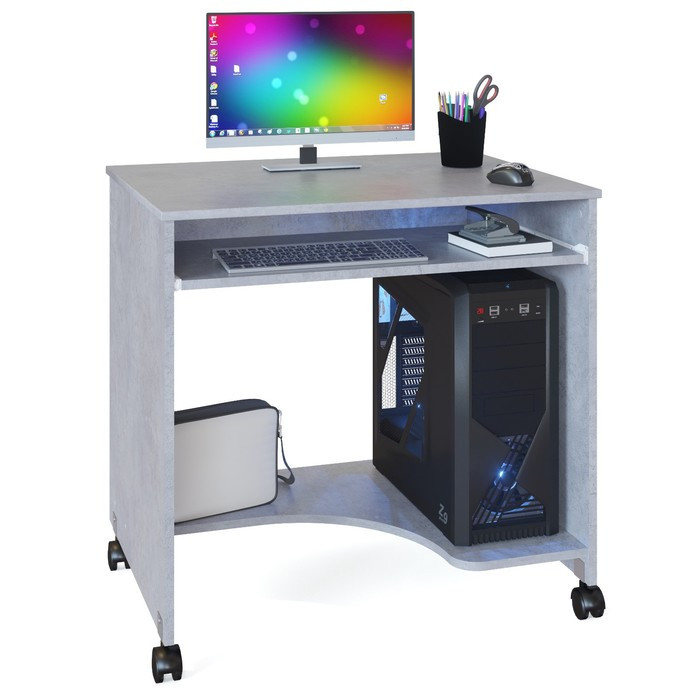 Компьютерный стол, 800 × 600 × 781 мм, цвет бетон - фото 1 - id-p217328896