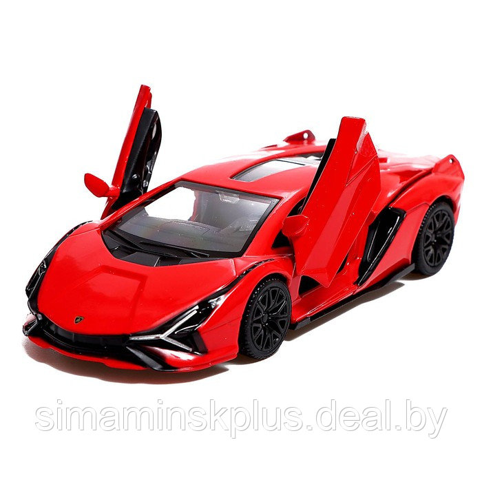 Машина металлическая LAMBORGHINI Sian FKP 37, 1:32, открываются двери, инерция, цвет красный - фото 4 - id-p217328945