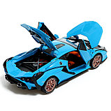 Машина металлическая «Купе», 1:24, открываются двери, капот, багажник, инерция, цвет голубой, фото 5